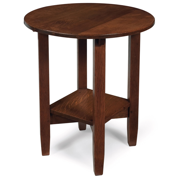 Appraisal: Limbert table circular top above a square shelf supported by