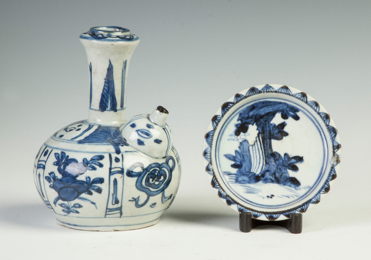 Appraisal: Chinese Blue White Porcelain Bottle Plate