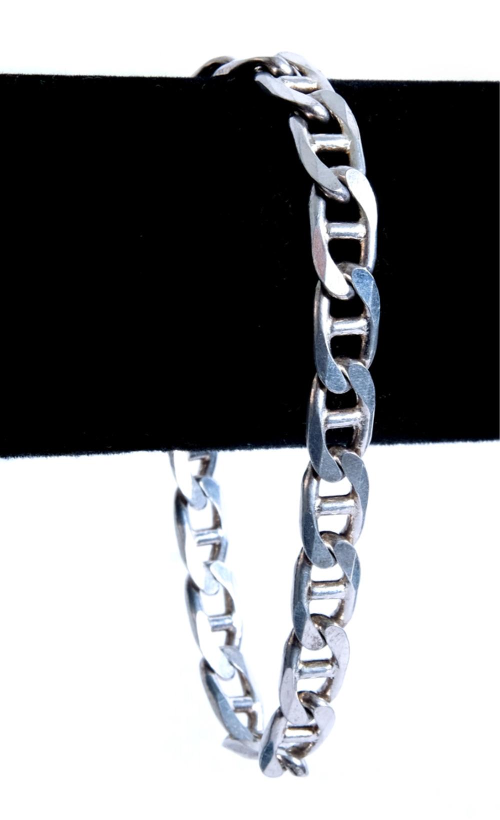 Appraisal: Italian sterling silver anchor chain bracelet Stamped ITALY Approx length