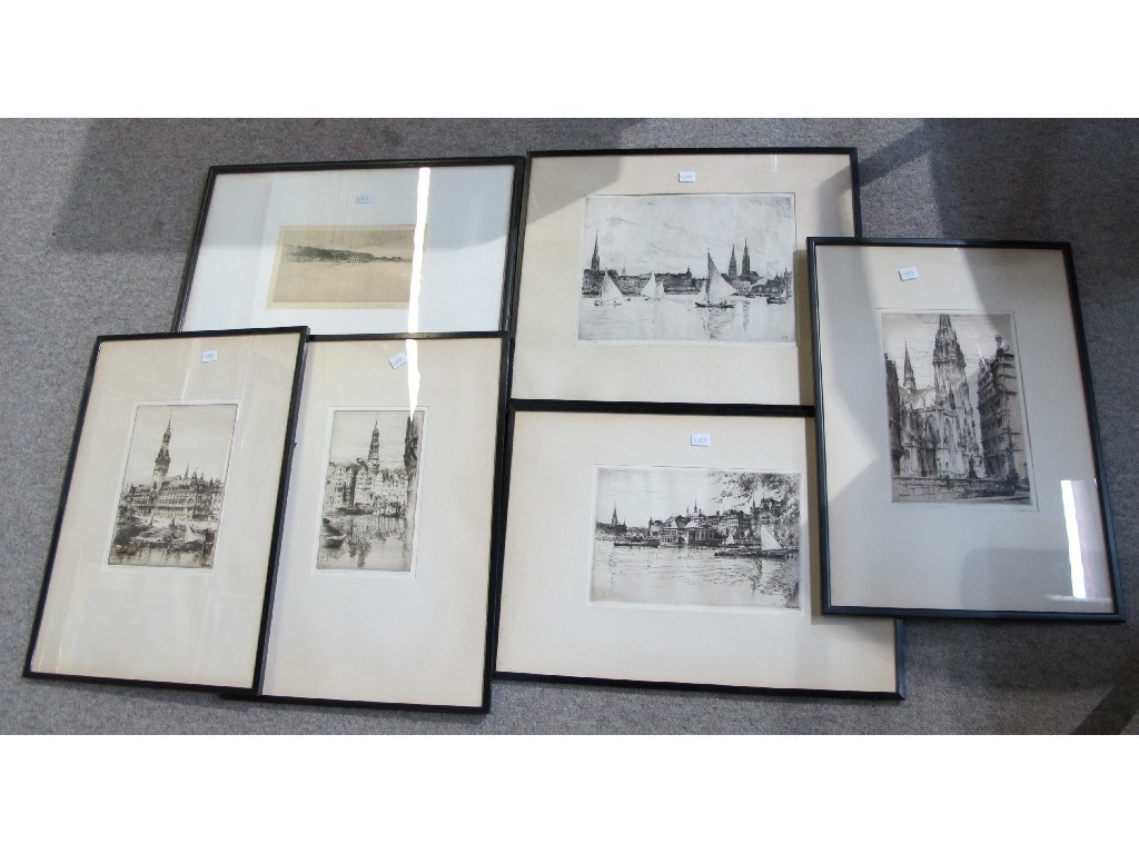 Appraisal: Lot comprising six etchings to include Paul Glasser and Bernard