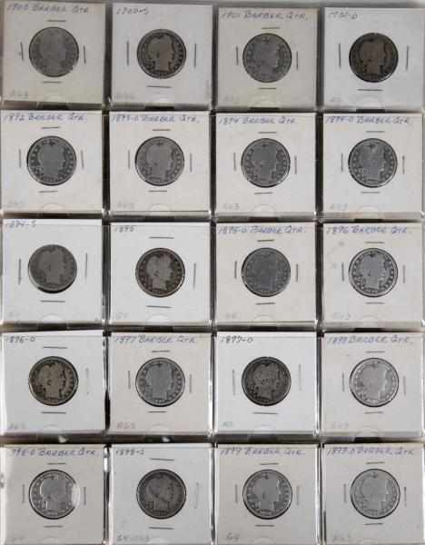 Appraisal: Barber Quarter Collection Description Includes coins from to mostly AG