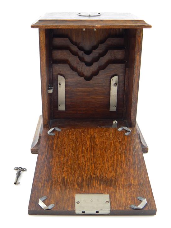 Appraisal: Desk top letter holder oak hinged lift top lid front