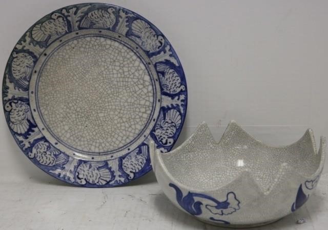 Appraisal: PIECE LOT OF DEDHAM POTTERY TO INCLUDE DIAMETER TURKEY PLATE