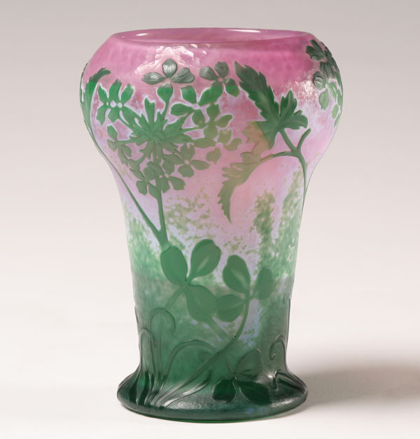 Appraisal: Daum Nancy Paris Exposition vase green over white and pink