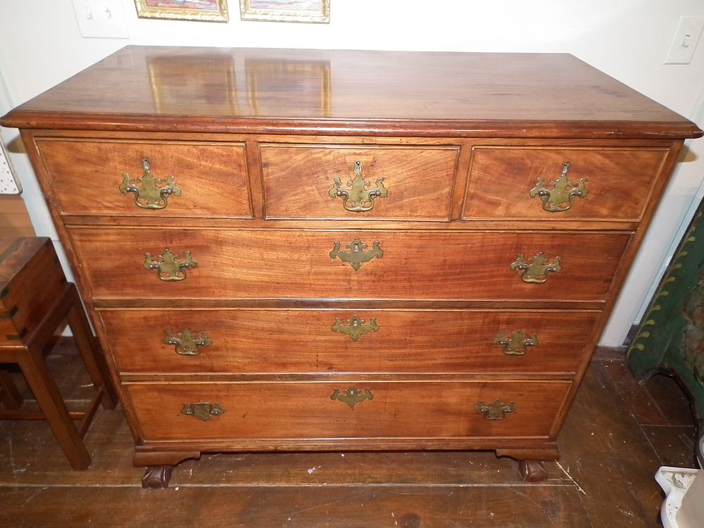 Appraisal: PERIOD PA CHIPPENDALE CHEST Period Chippendale mahogany over drawer chest