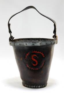 Appraisal: C American Tooled Leather Fire Bucket UNITED STATES TH CENTURY