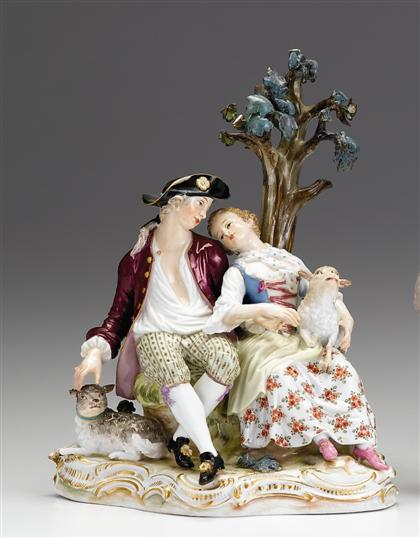 Appraisal: Meissen porcelain pastoral figure group of a shepherd and companion