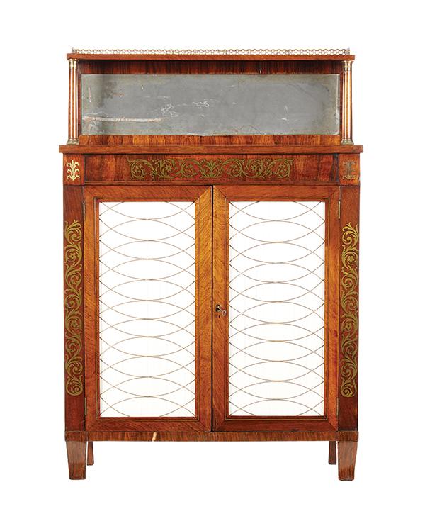 Appraisal: A FINE REGENCY ROSEWOOD CHIFFONIER CIRCA With pierced brass gallery