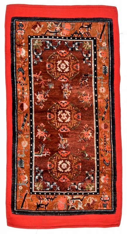 Appraisal: Antique Tibetan Khaden Rug ' x ' '' Antique Tibetan