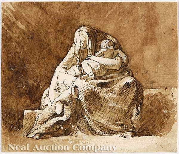 Appraisal: Alexander Runciman Scottish - Sorrowing Mother with Two Children-A Babe