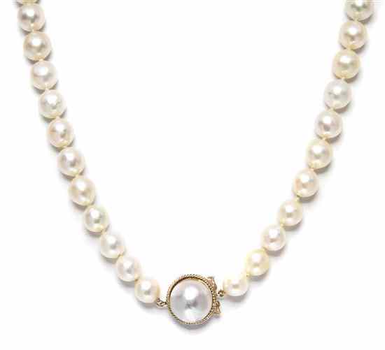 Appraisal: A Single Strand of Graduated Cultured Baroque Pearls containing baroque