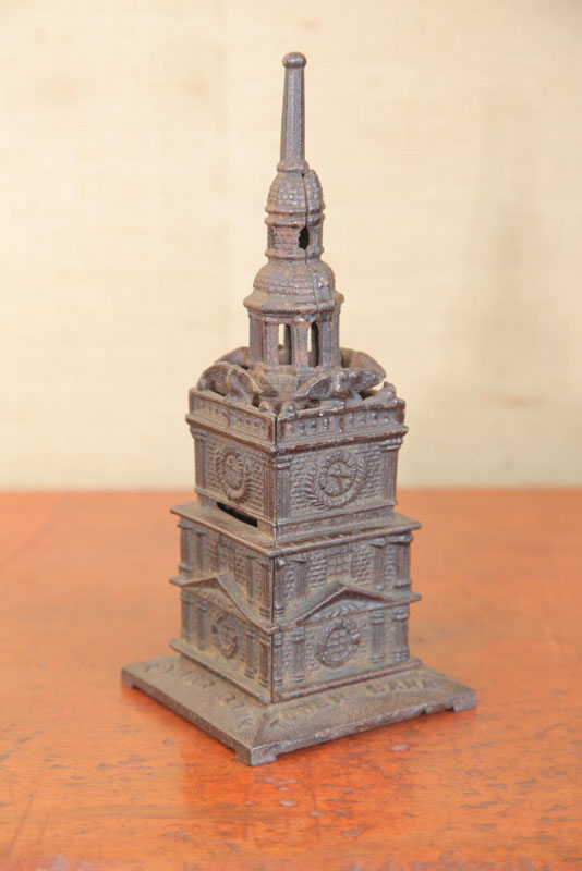 Appraisal: CAST IRON BANK ''Tower Bank'' probably by John Harper Ltd