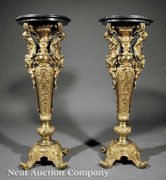 Appraisal: A Pair of Napoleon III-Style Gilt Bronze Pedestals each with