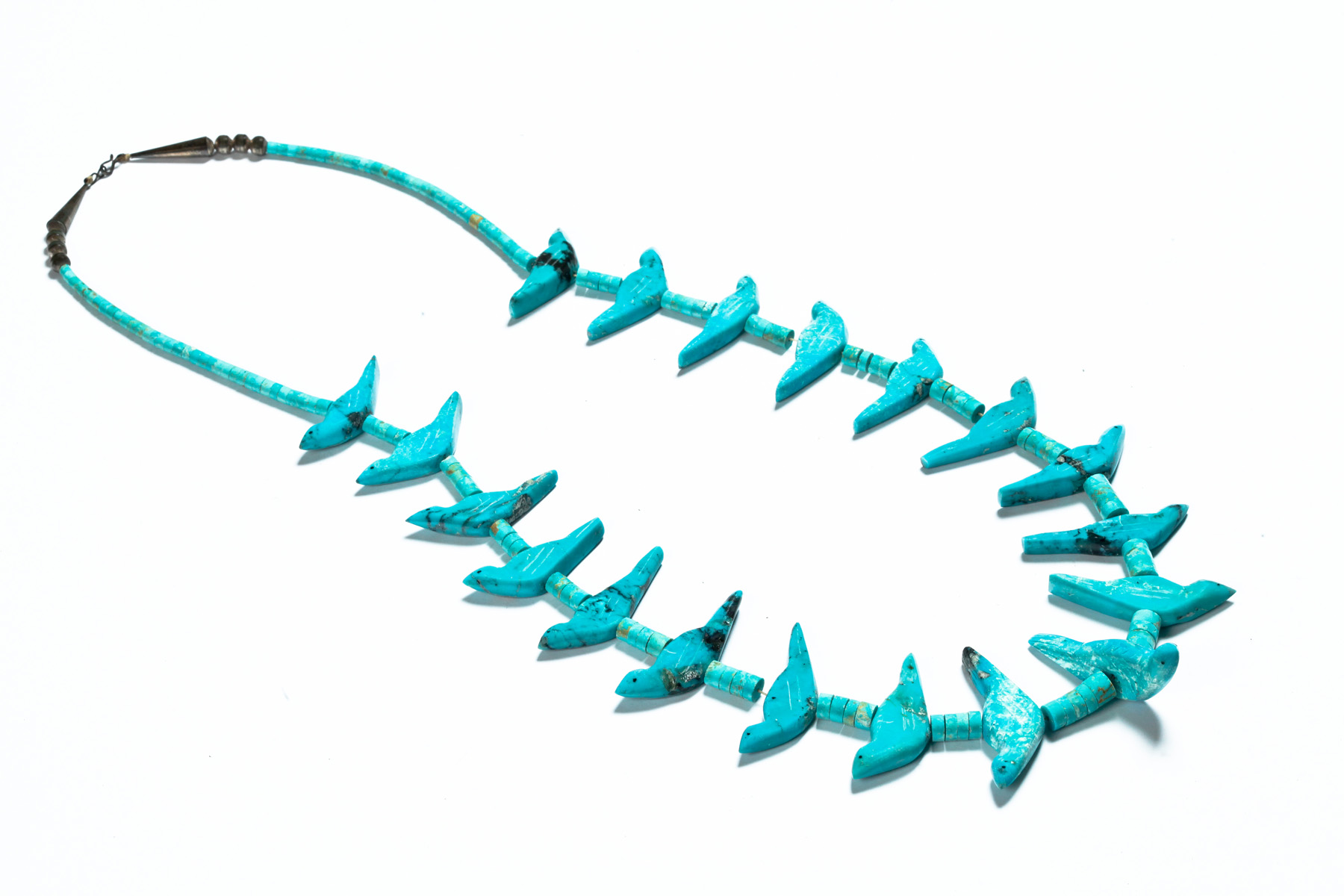 Appraisal: IMPRESSIVE AMERICAN INDIAN TURQUOISE FETISH NECKLACE Third quarter- th century