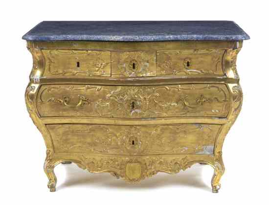 Appraisal: A Venetian Giltwood Commode the later blue stone top with