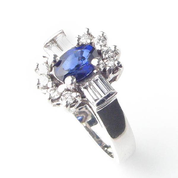 Appraisal: A sapphire diamond and k white gold ring a ring