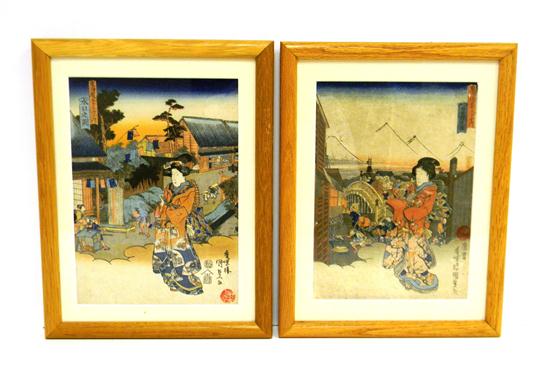 Appraisal: Utagawa Kunisada I aka Toyokuni III Japanese - two woodblock