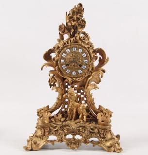 Appraisal: TH C FRENCH LOUIS XV DORE BRONZE CLOCK FRENCH LOUIS