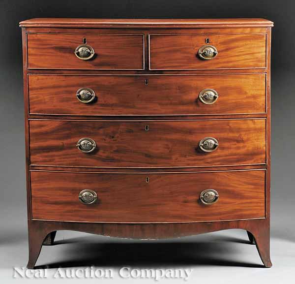 Appraisal: A George III Mahogany Bowfront Chest of Drawers c two