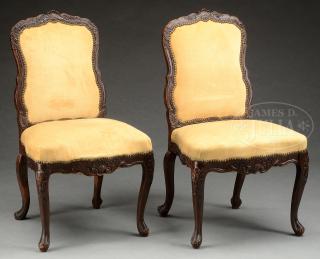 Appraisal: PAIR OF LOUIS XV CARVED FRUITWOOD SIDE CHAIRS PAIR OF