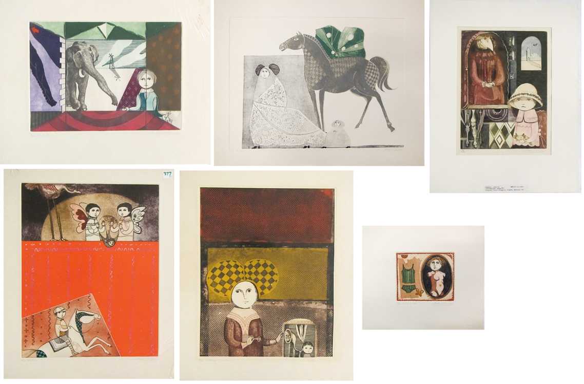 Appraisal: LETICIA TARRAGO SIX ETCHINGS AND AQUATINTS Mexico born Grandmother Image