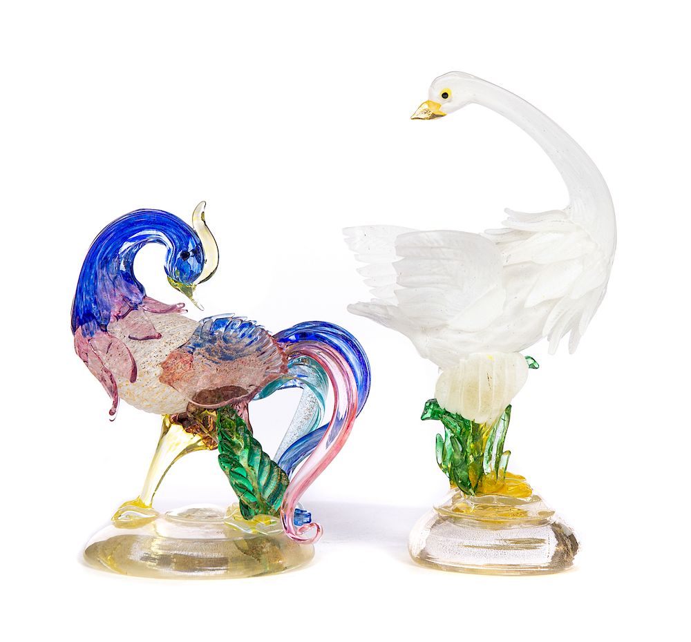 Appraisal: Venetian Art Glass Murano Birds Excellent condition with no damage