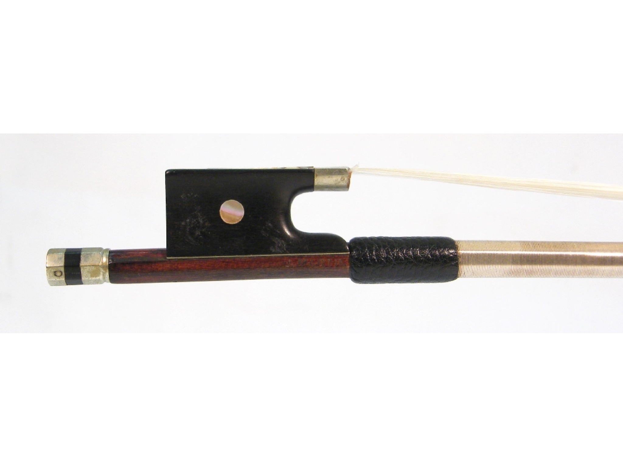 Appraisal: French nickel mounted violin bow of the Martin School stamped