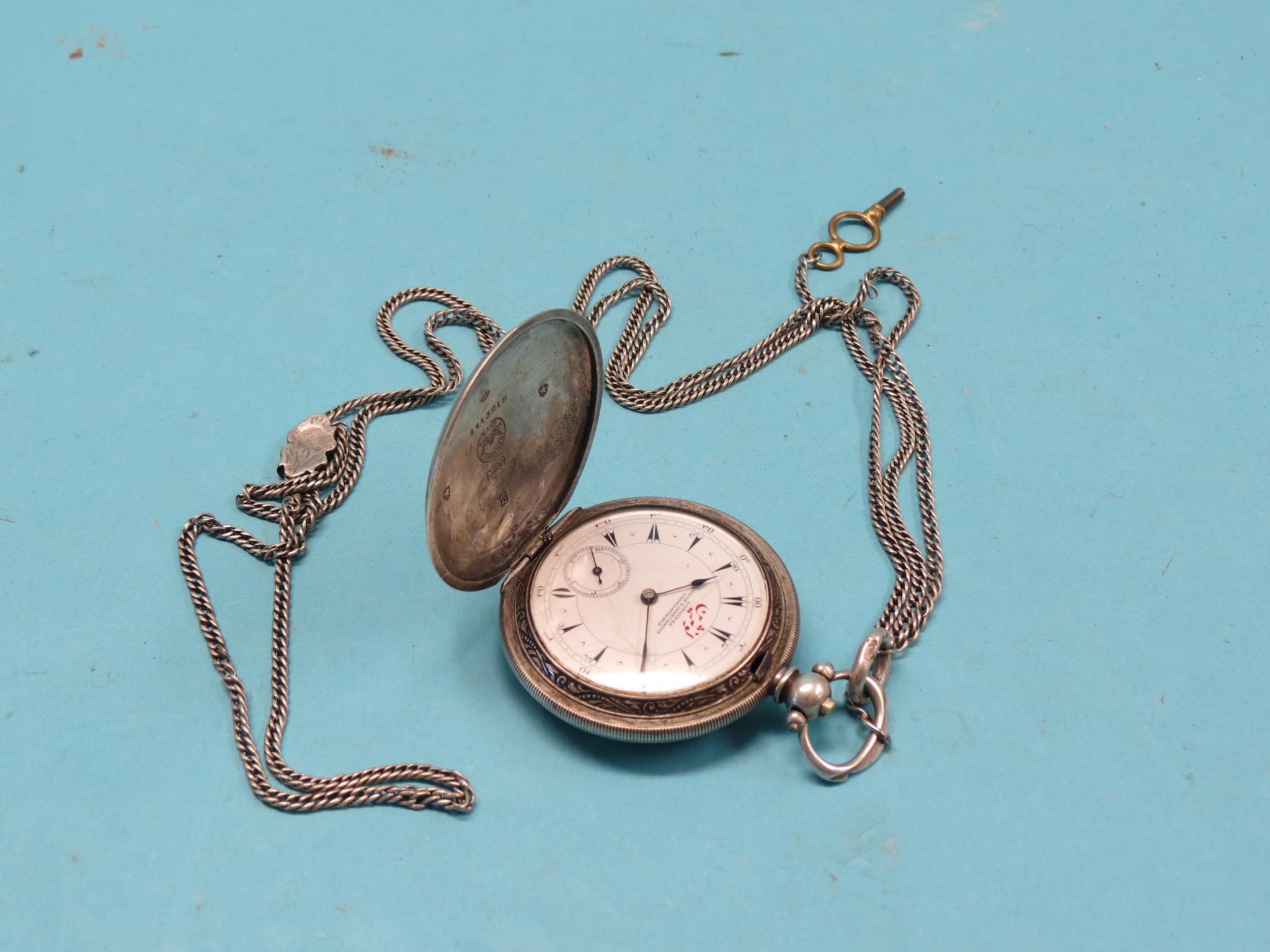 Appraisal: A Longines silver pocket watch Turkish market enamelled dial with