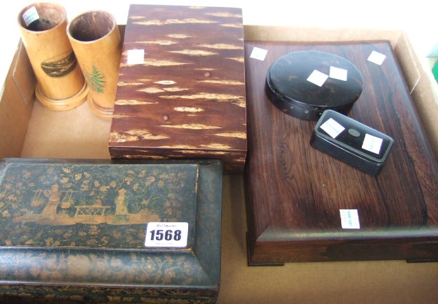 Appraisal: A quantity of boxes including a Regency pen work box