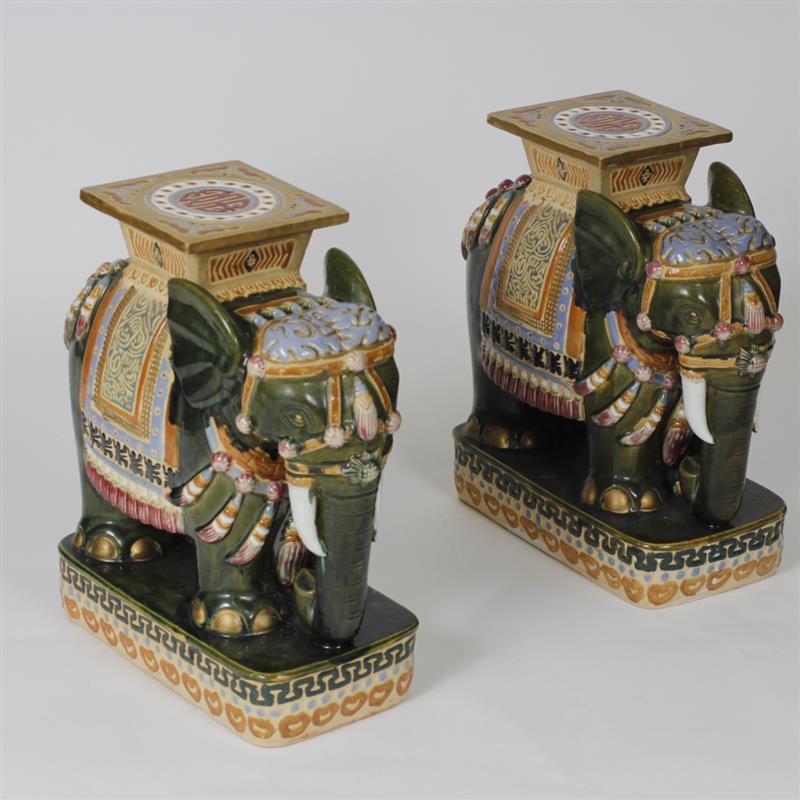 Appraisal: Pair of Chinese glazed porcelain elephant garden seats H x