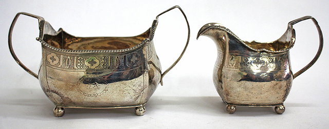 Appraisal: A GEORGE III IRISH SILVER SUGAR BASIN with engraved band