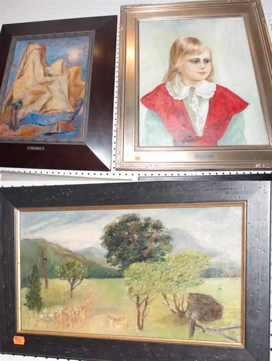 Appraisal: Anne G Helioff American - Three assorted artworks including landscape