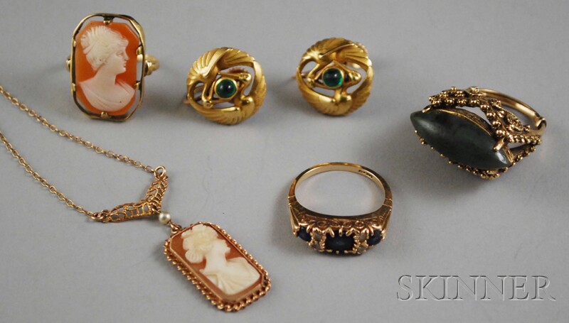 Appraisal: Small Group of Gold Jewelry a kt gold sapphire and