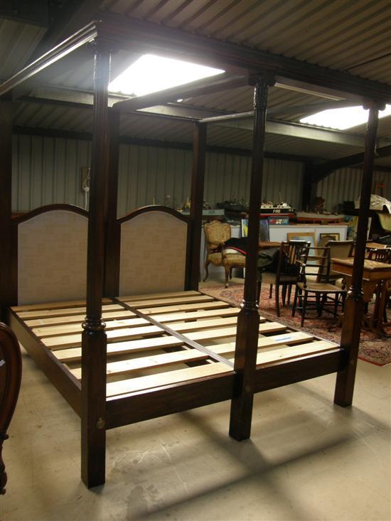 Appraisal: th Century-style mahogany six-poster bed with fluted columns h in