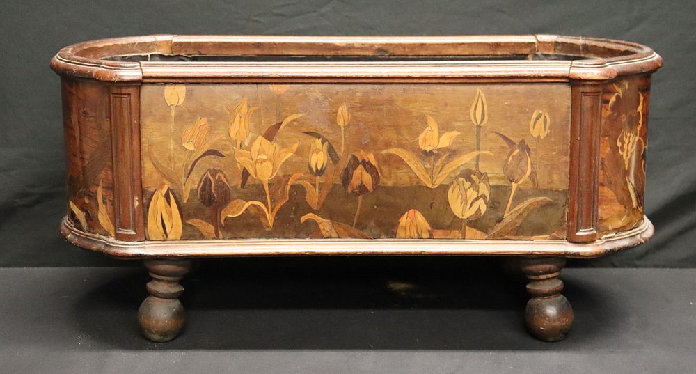 Appraisal: GALLE Attributed To Marquetry Inlaid Planter From an East th