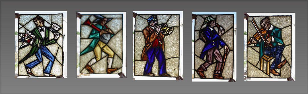 Appraisal: SERIES OF MORE OF THE MOST UNUSUAL STAINED GLASS PANELS