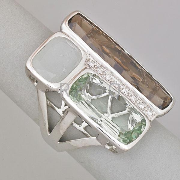 Appraisal: MULTI GEM K WHITE GOLD COBBLESTONE RING Condition Report