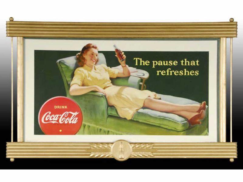 Appraisal: Coca-Cola Cardboard Poster Description '' x '' Complete Original gold