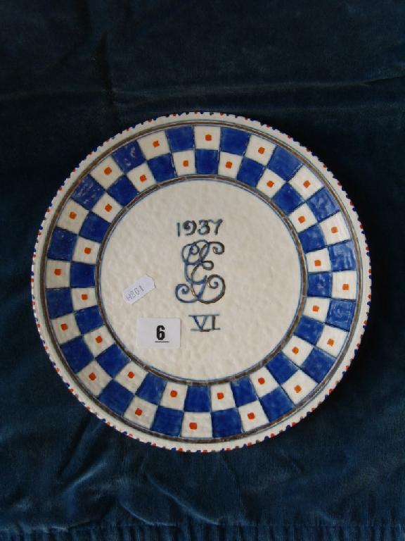 Appraisal: A Crown Ducal Coronation commemorative plate with textured moulding and