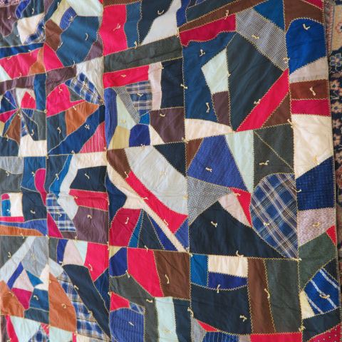 Appraisal: Antique Handmade Crazy Quilt X circa found in blanket chest