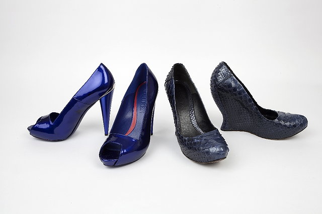 Appraisal: A pair of patent electric blue Alexander McQueen high heels