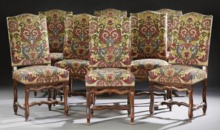 Appraisal: Set of Eight French Louis XIII Style Carved Beech Upholstered