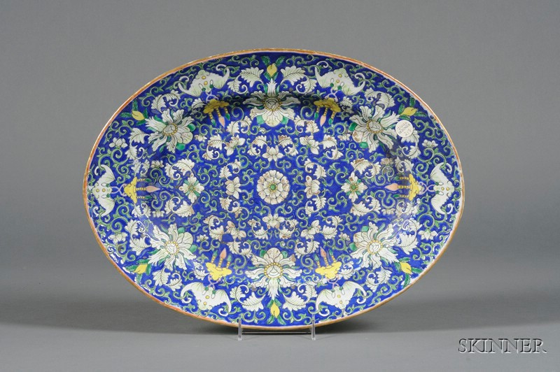 Appraisal: Chinese Export Famille Bleu Porcelain Platter early th century oval