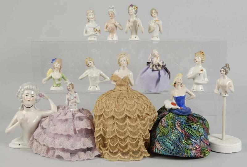 Appraisal: Lot of German Porcelain Half Dolls Description Lovely large court