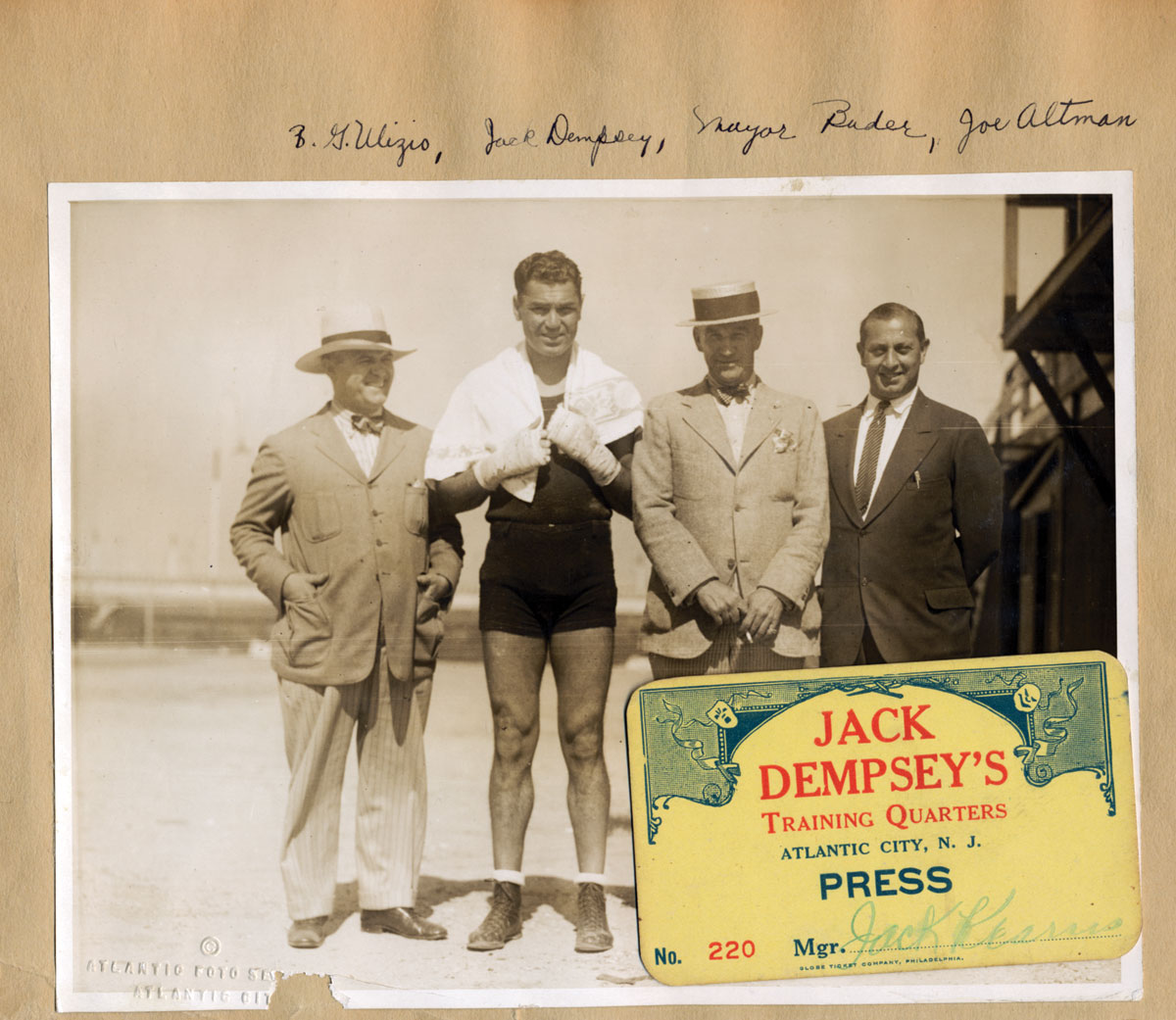 Appraisal: GROUP OF EPHEMERA RELATED TO BOXER JACK DEMPSEY AND ATLANTIC