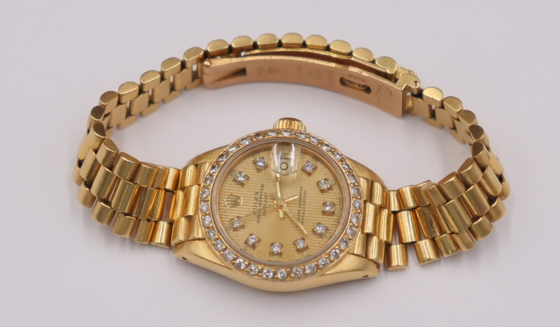 Appraisal: JEWELRY VINTAGE LADY'S ROLEX DATEJUST PRESIDENT kt Gold and Diamond