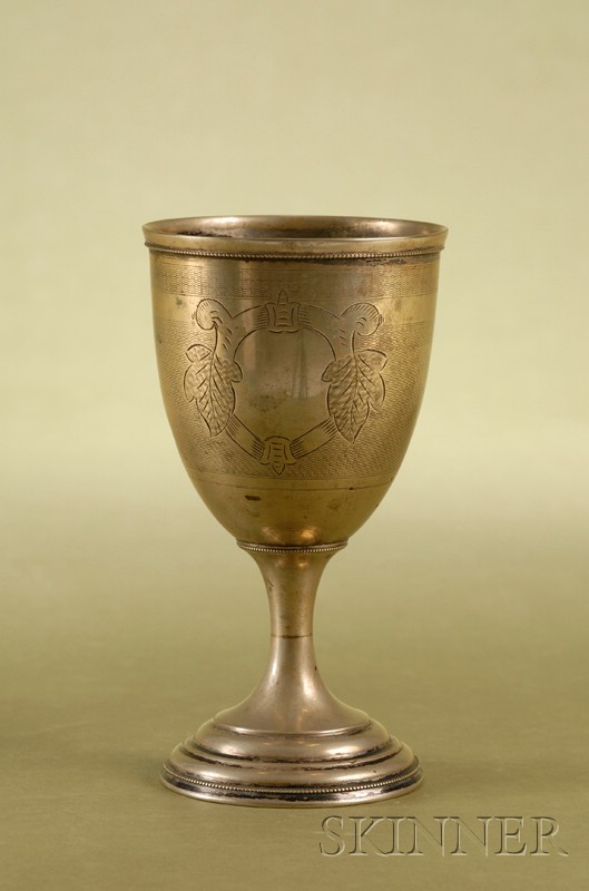 Appraisal: American Coin Silver Presentation Goblet mid th century of typical