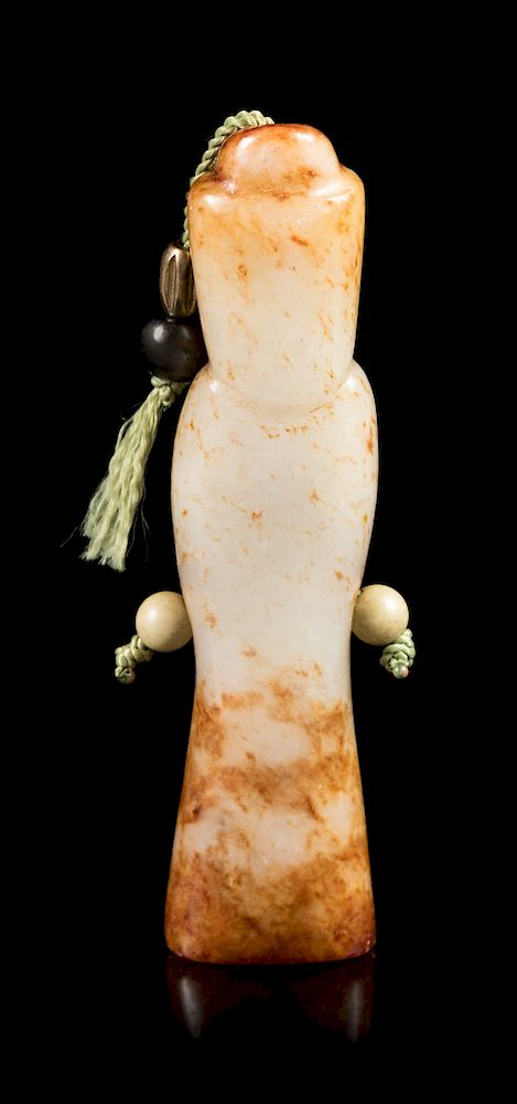 Appraisal: A White and Russet Jade 'Figure' Pendant Length in cm