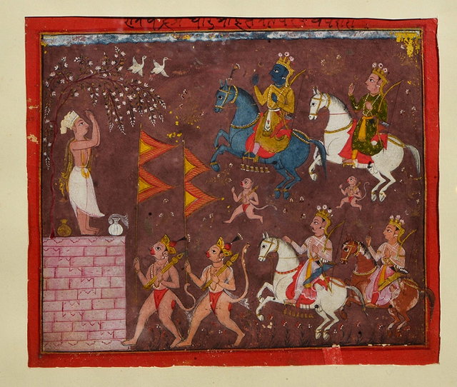 Appraisal: AN INDIAN MINIATURE MALWA from a Ramayana painted with Rama