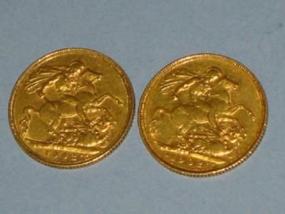 Appraisal: TWO GOLD SOVEREIGNS dated